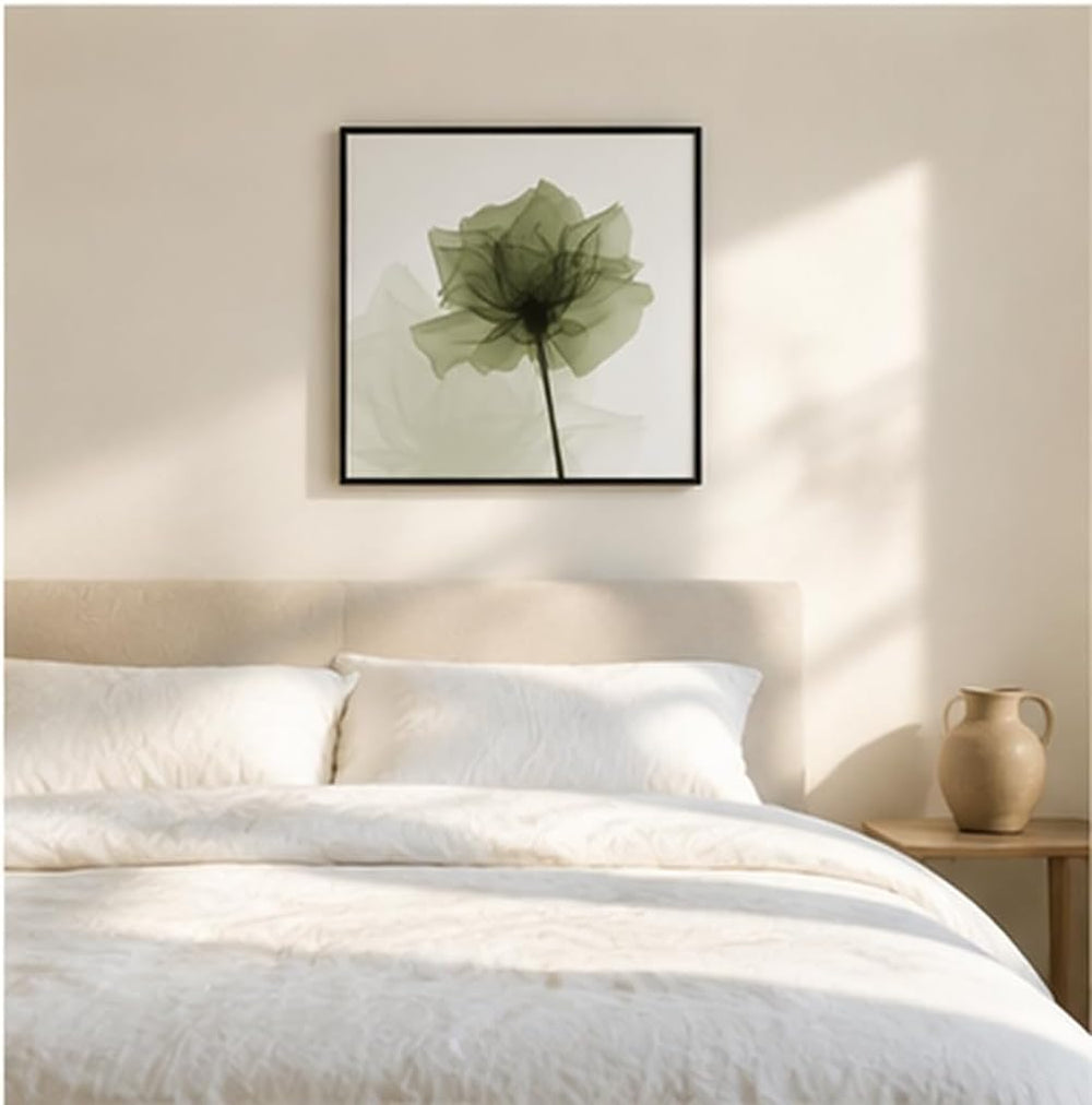 Wieco Art Black Frame Art Large Green Flickering Flowers Pictures Paintings o...