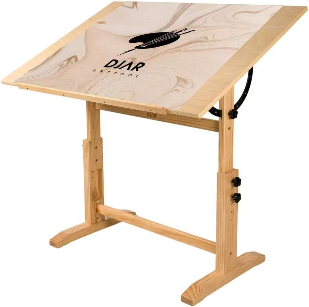 DJAR 42x30 Adjustable Wooden Drafting Table & Art Drawing Desk, Natural