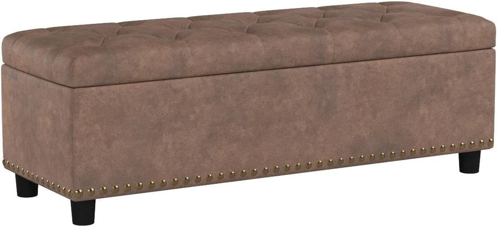 BELLEZE Storage Ottoman, Tufted Ottoman with Close Hinge, Foot Rest for Livin...