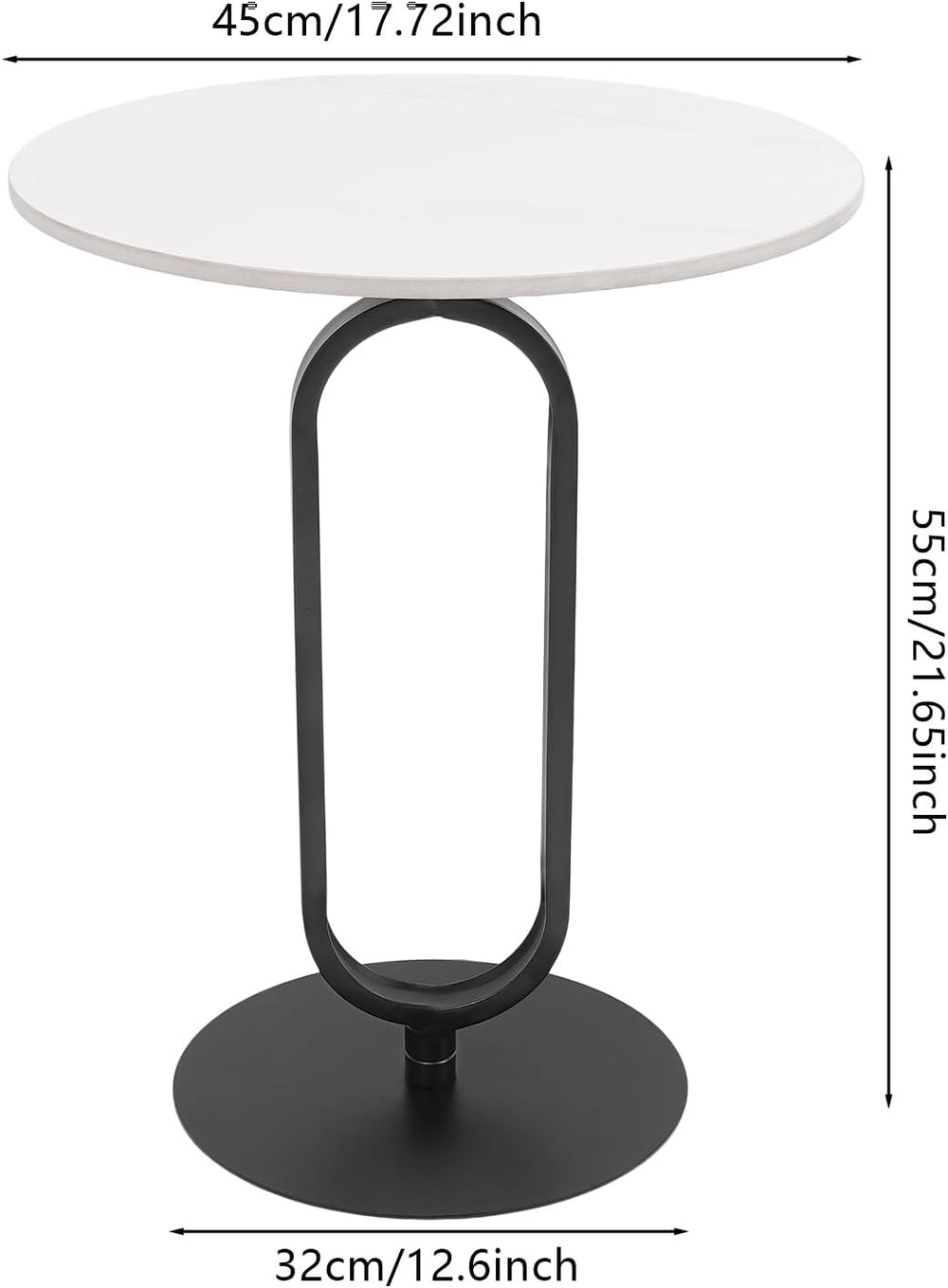 Marble White Side End Table, White Round Coffee Table Sofa Side Table Modern ...