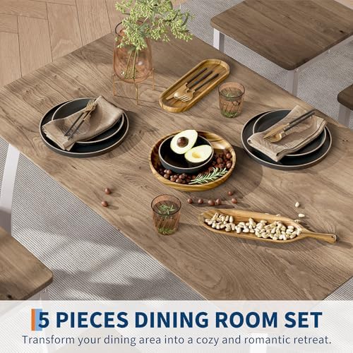 IDEALHOUSE Dining Table Set for 4 Modern Kitchen Table and Chairs Set with Ch...