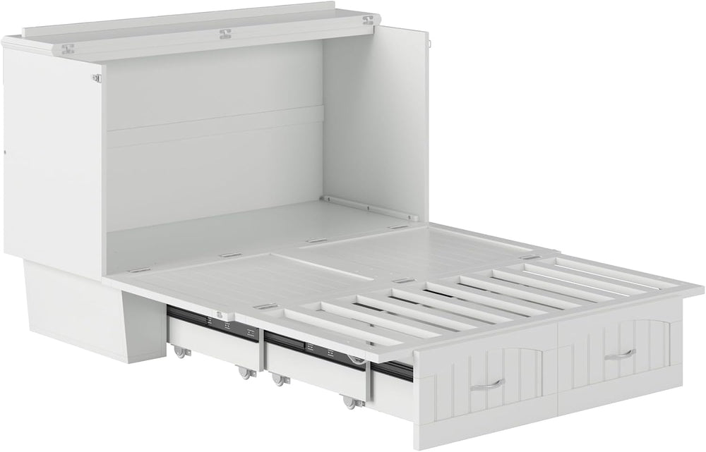 AFI, Nantucket Murphy Bed Chest Full with 6" Mattress & Drawer, White