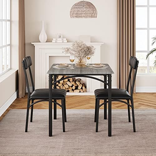 GAOMON Dining Table Set for 2, Kitchen Table and Chairs for 2 with Upholstere...