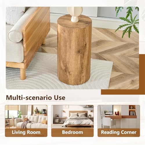 Round Side Table, End Table Living Room Table, Sofa Couch Bedside Table, Nigh...