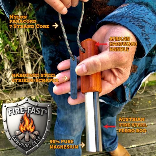 Fire-Fast Trekker. Best Emergency Waterproof Survival Fire Starter. Magnesium...