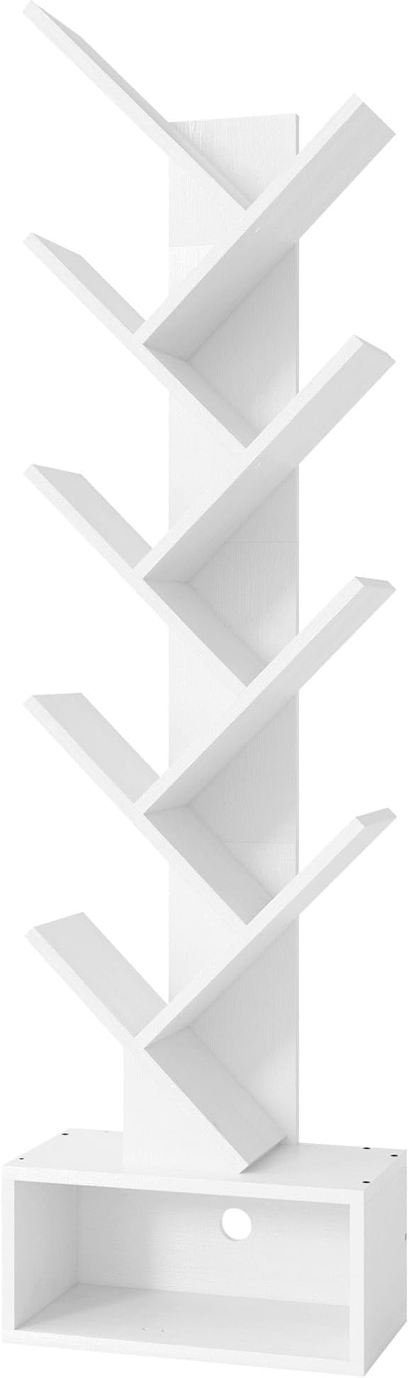 Hoctieon 9 Tier Tree Bookshelf, Tall Bookcase with Drawer, Wood Book Shelf, M...