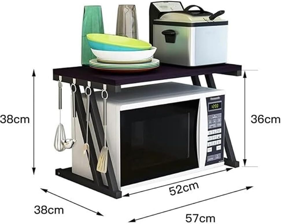 Two Tier Microwave Stand with Vent Rack Freestanding Kitchen Baker's Rack...