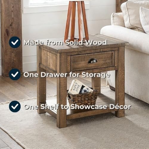 Martin Svensson Home Monterey Solid Wood End Table, Reclaimed Natural