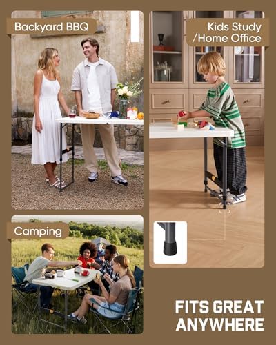 FanttikOutdoor Folding Table 4 Foot Quick Adjust Portable Plastic 4 Heights |...