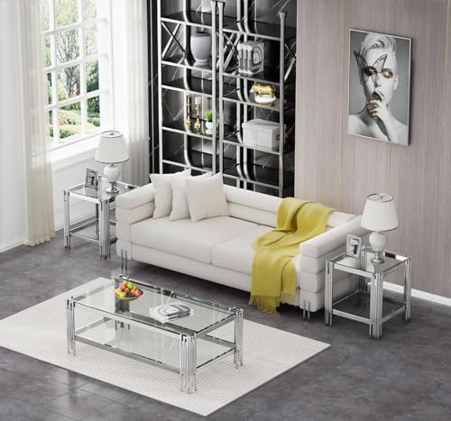 Luxury Coffee Table Set of 3, Modern Coffee Table and End Table Sets, 3 Piece...