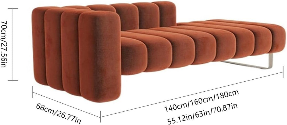 Modern Orange Bedroom Bench Velvet, Upholstered End of Bed Tufting Indoor wit...