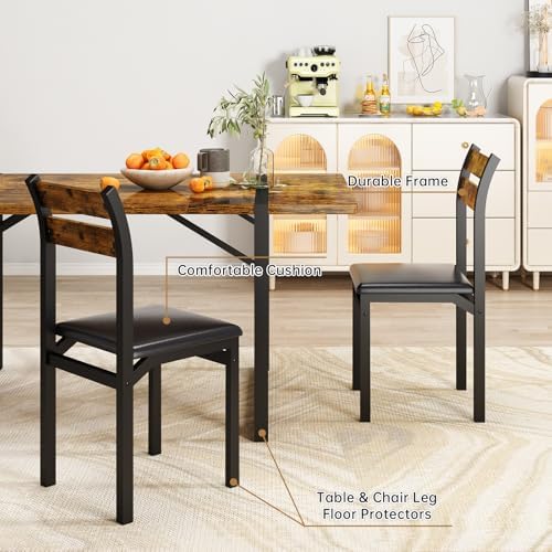 Recaceik 7-Piece Dining Table Set with 6 Chairs, 55" Wooden Kitchen Tabl...