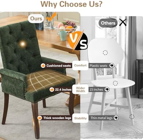 cinkehome Set of 6 Upholstered Dining Chairs, Dining Room Kitchen Chair with ...