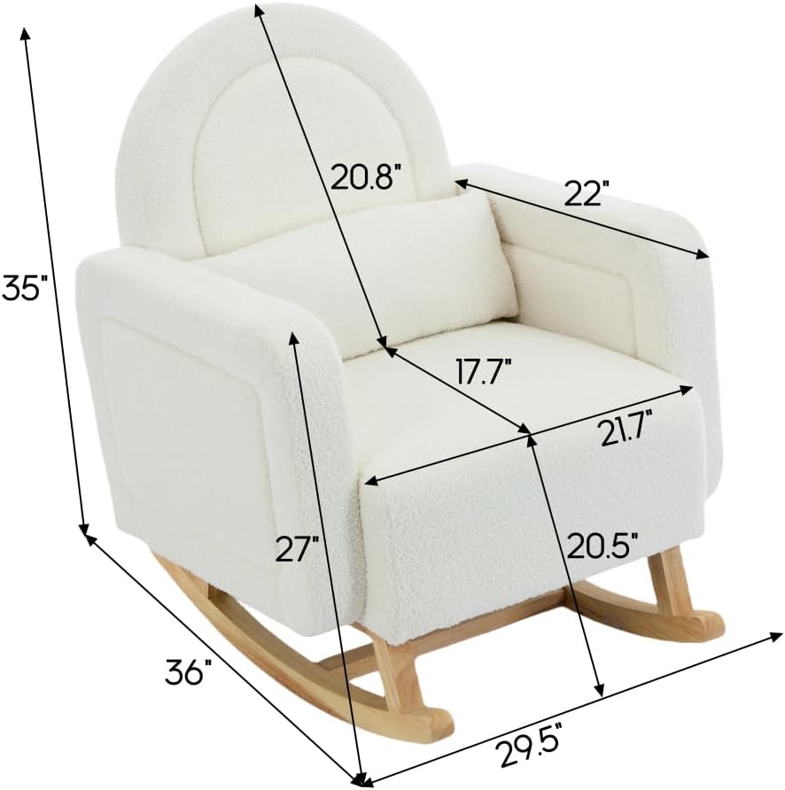 Accent Rocking Chair with Pillow, Ultimate Comfort for Your Home, Teddy Velve...