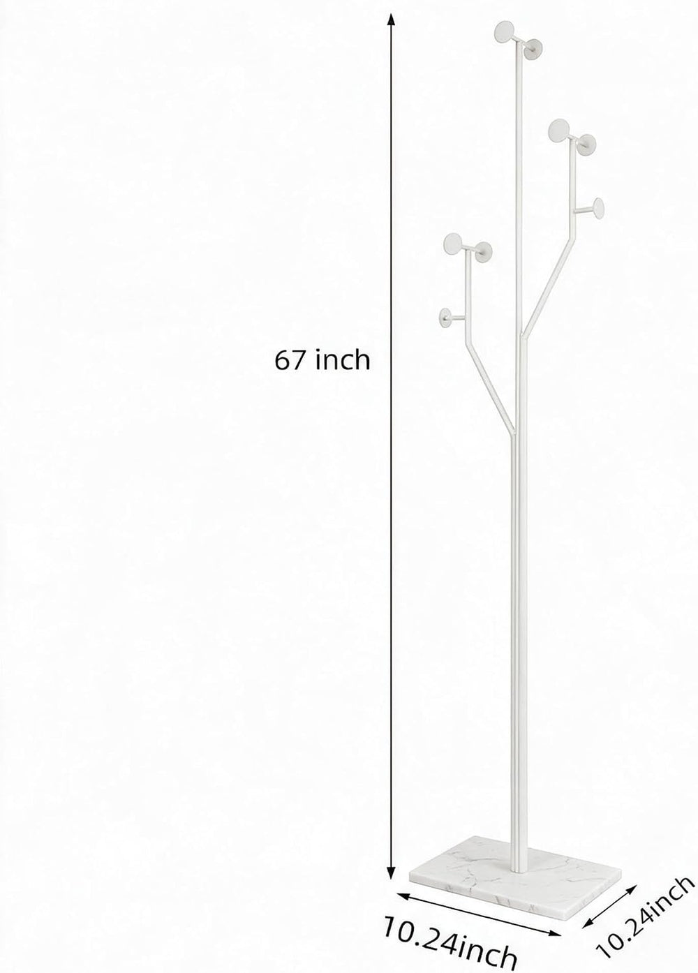 Modern White Coat Racks Freestanding with 8 Hooks, Coat Tree for Entryway