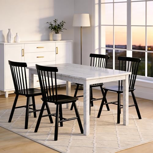 ClinQ Windsor Dining Chair Set of 4, Spindle Back Wooden Chairs for Kitchen a...
