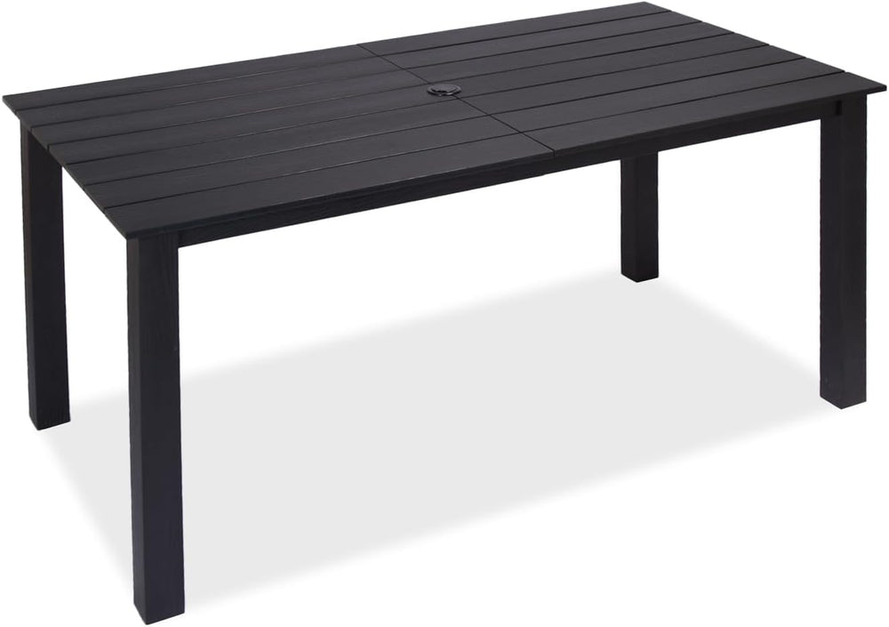 ZHUSI Patio Table, HIPS Outdoor Dining Table with Umbrella Hole, Black