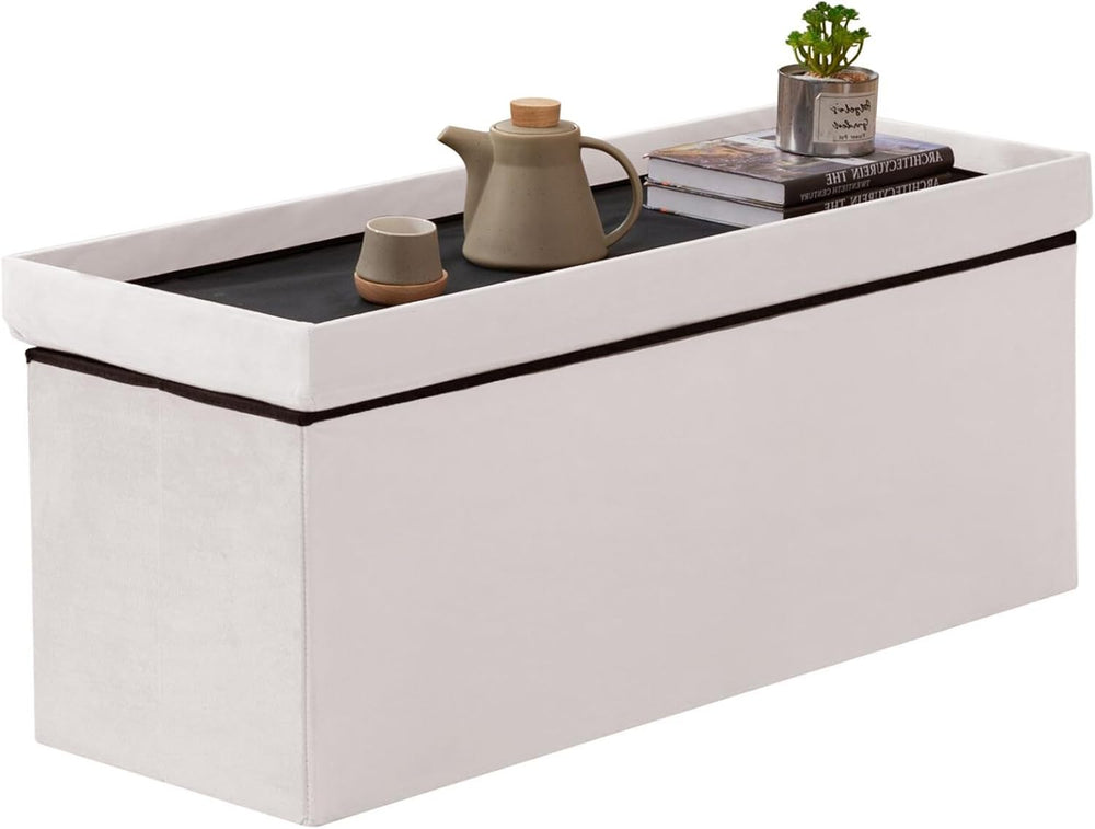 BRIAN & DANY 43 Inches Folding Storage Ottoman Bench, Velvet Ottoman with...