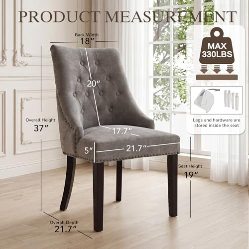 LSSBOUGHT Tufted Dining Chairs Set of 2, Modern Upholstered Accent Chairs wit...