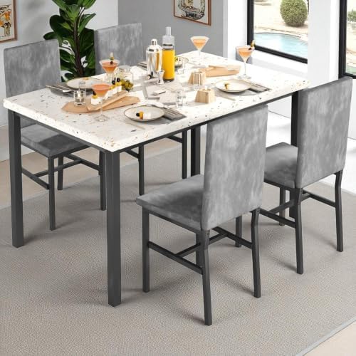 Hooseng Dining Table Set for 4, Kitchen Table and Chairs Set for 4, Small Din...