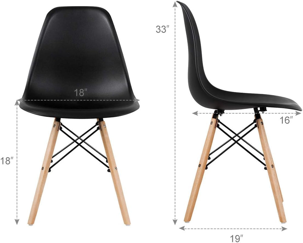 GOFLAME DSW Dining Chairs Set of 4, Shell Plastic Chairs with Wooden Legs, Mo...