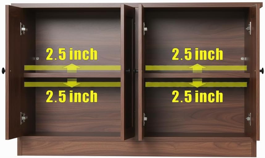 holzart Rustic Brown Buffet Cabinet with Storage, 49" Farmhouse Kitchen ...