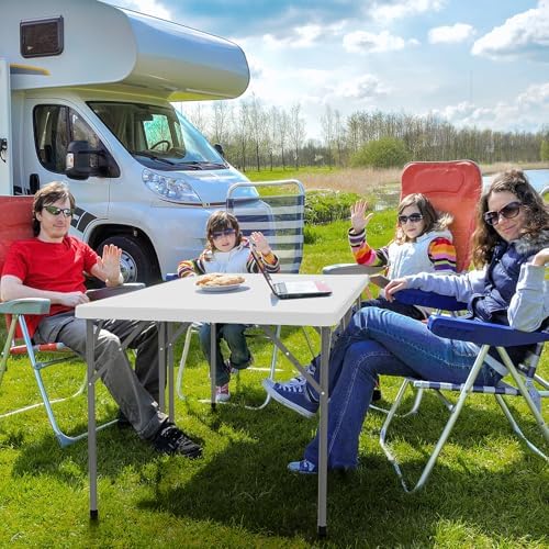 VINGLI White Card Square Table, 34 inch Foldable Legs Full Table Top, Easy to...