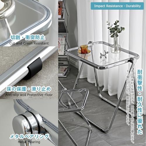 KAIHAOWIN Folding TV Tray Table Acrylic Foldable Table No Assembly Required T...