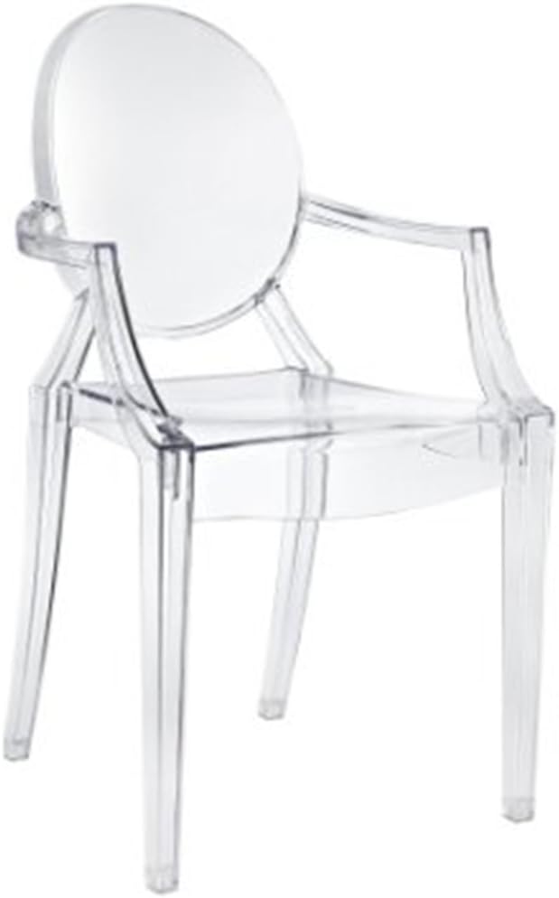 2xhome - Set of 4 Modern Designer Louis Ghost Armchairs with Polycarbonate Cr...
