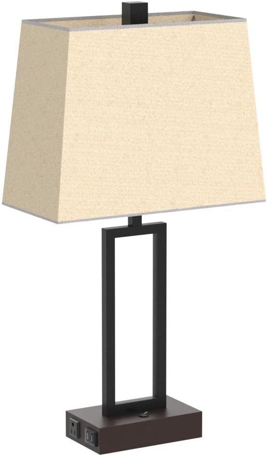 Lolikit Table Lamp for Bedroom Set of 2 with 2 USB Ports and AC Power Outlet,...