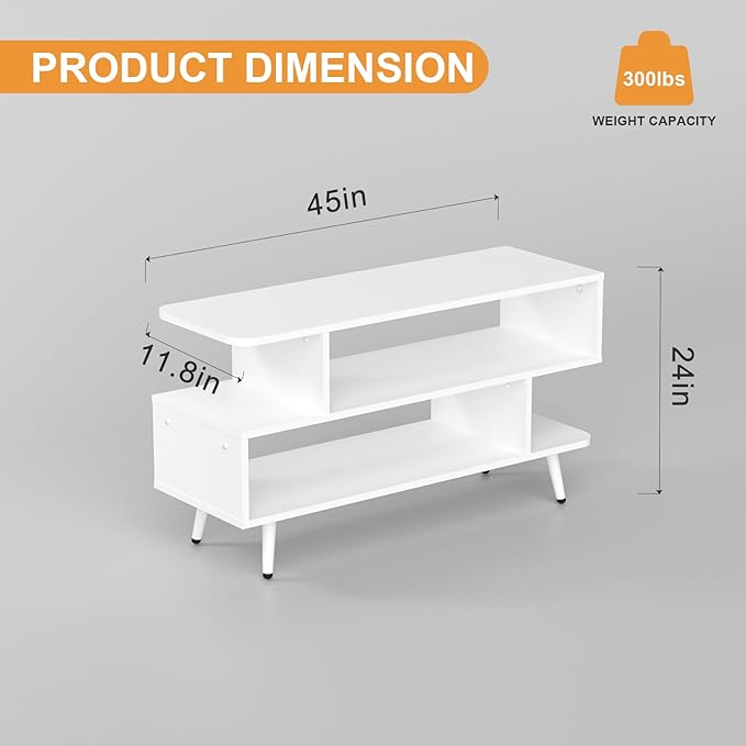 Lightdot TV Stand for TVs up to 45'', Modern Entertainment Center wit...