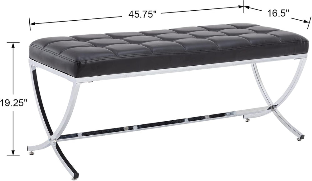 EALSON Modern Entryway Bench Leather Upholstered Dining Bench with Metal Base...