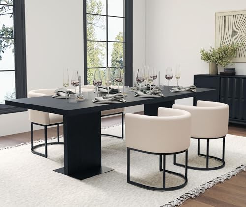 HNY Mid Century Modern Upholstered Barrel Dining Chairs with Arms Set of 2, L...