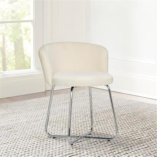 Hillsdale, Marisol Round Metal and Upholstered Vanity Stool with Scoop Back f...