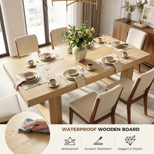 Miereirl 7-Piece Modern Farmhouse Dining Table Set, 86.6" x 47.2" S...