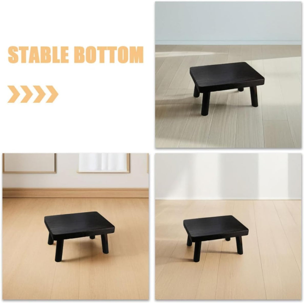 ibasenice Japanese Style Rectangular Wooden Low Table and Small Wood Stool Re...