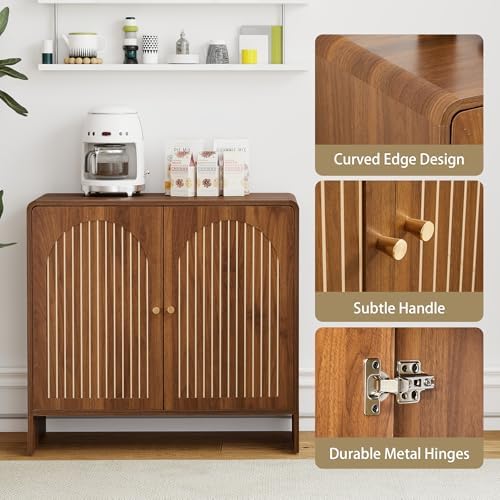 31.5" Buffet Cabinet with Storage, Walnut Buffet Storage Cabinet
