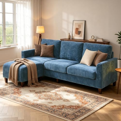 L Shaped Sectional Couch for Living Room, Modular Small Sofa with Ottoman | 9...