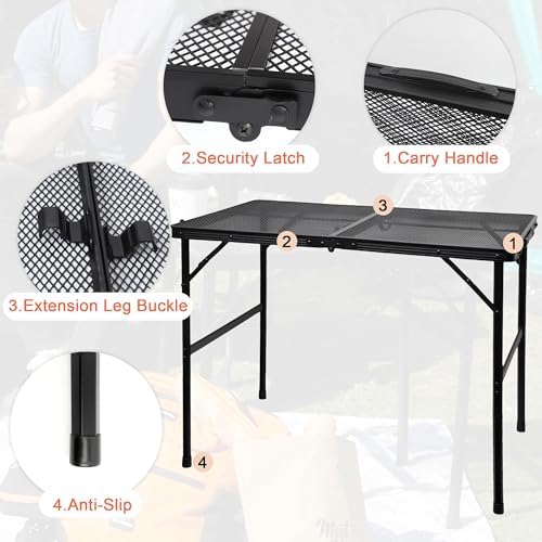 GREGIN Folding Camping Grill Table, Outdoor Metal Table. Foldable, Portable |...