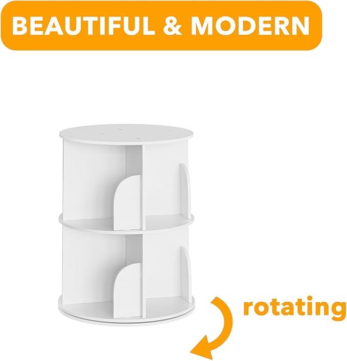 SpaceAid 2 Tier Rotating Bookshelf Tower, Spinning Bookcase Lazy Susan, Revol...