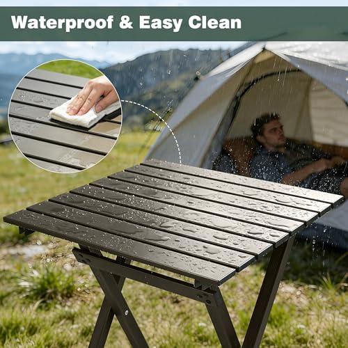 SUNNYFEEL Folding Camping Table - Lightweight Aluminum Portable Picnic Table ...