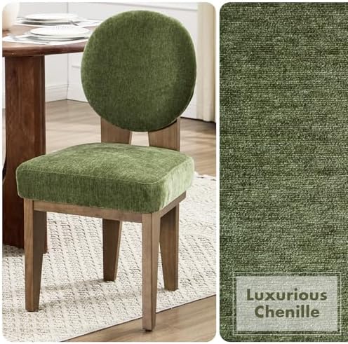 Hyfirm Mid-Century Modern Walnut Dining Chairs Set of 4, Vintage Green Wooden...