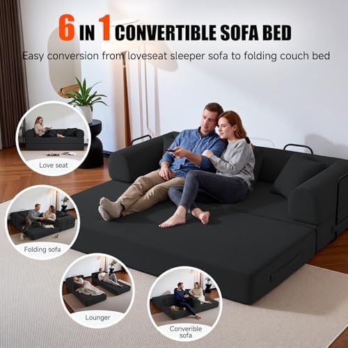79" Sofa Bed,Convertible Futon Sofa Bed, Couch for Living Room | 6-In-1 ...