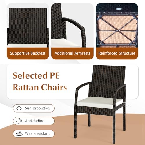 HAPPYGRILL 7-Piece Patio Dining Set Outdoor Rattan Wicker Furniture Set with ...