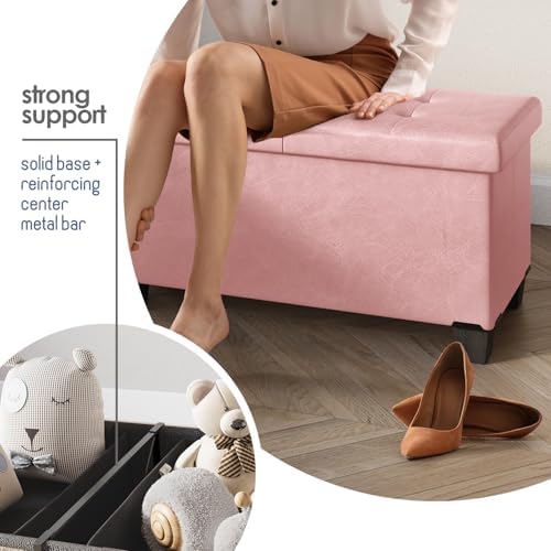 Storage Ottoman Bench with Bins, 43-in Storage Bench for Bedroom End of Bed, ...