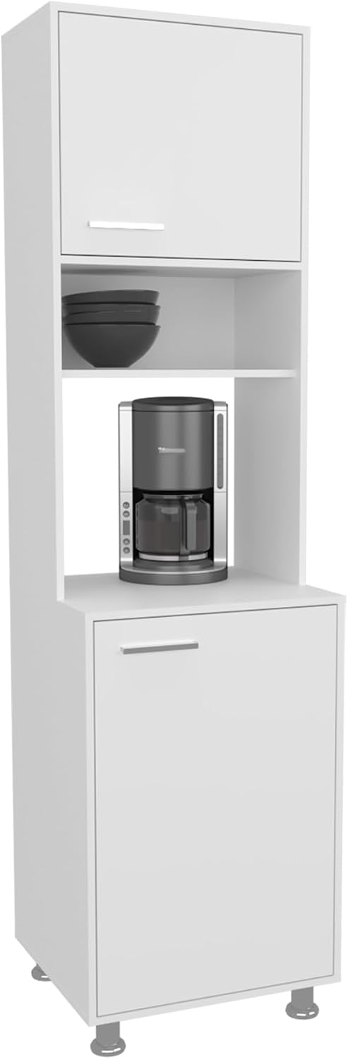 Kitchen Pantry with Open Storage and 2 Doors, White,for Kitchen