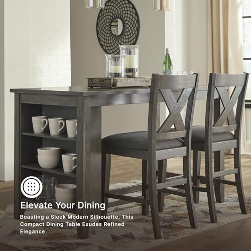 Signature Design by Ashley Caitbrook Counter Height Dining Table, Gray | Buil...
