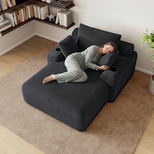 69” Oversized Chaise Lounge Chair Indoor, Soft Floor Chaise Lounge Reading Ch...