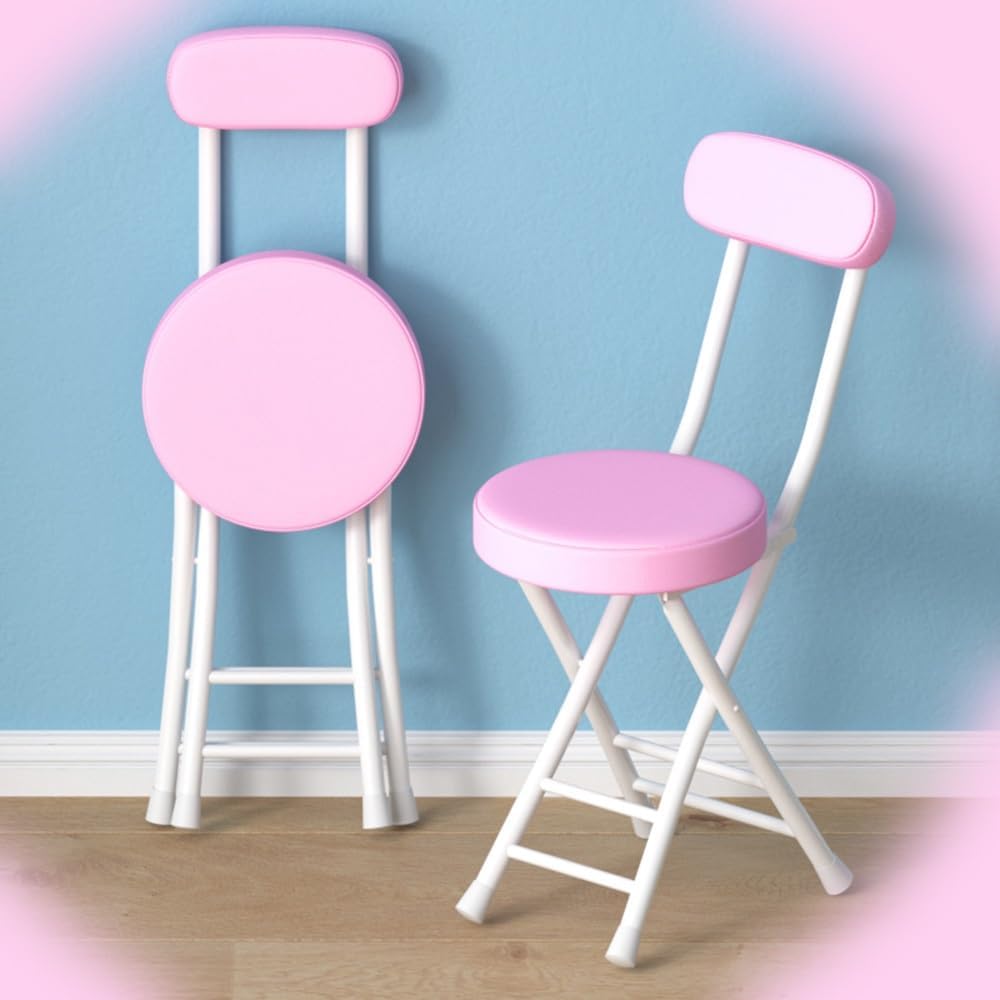 Foldable Bar Stool with Backrest, Portable Folding Chair for Kitchen, Breakfa...