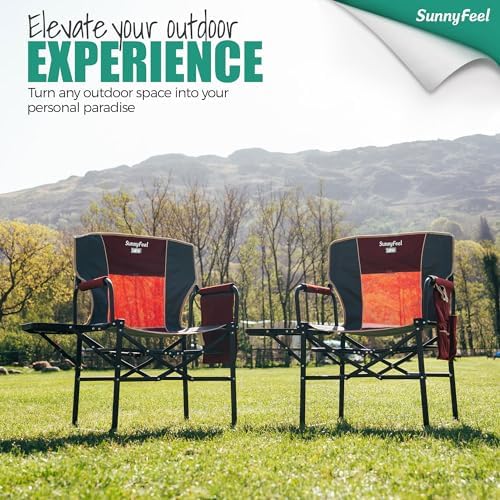 SUNNYFEEL Oversized Directors Camping Chair for Adults with Side Table
